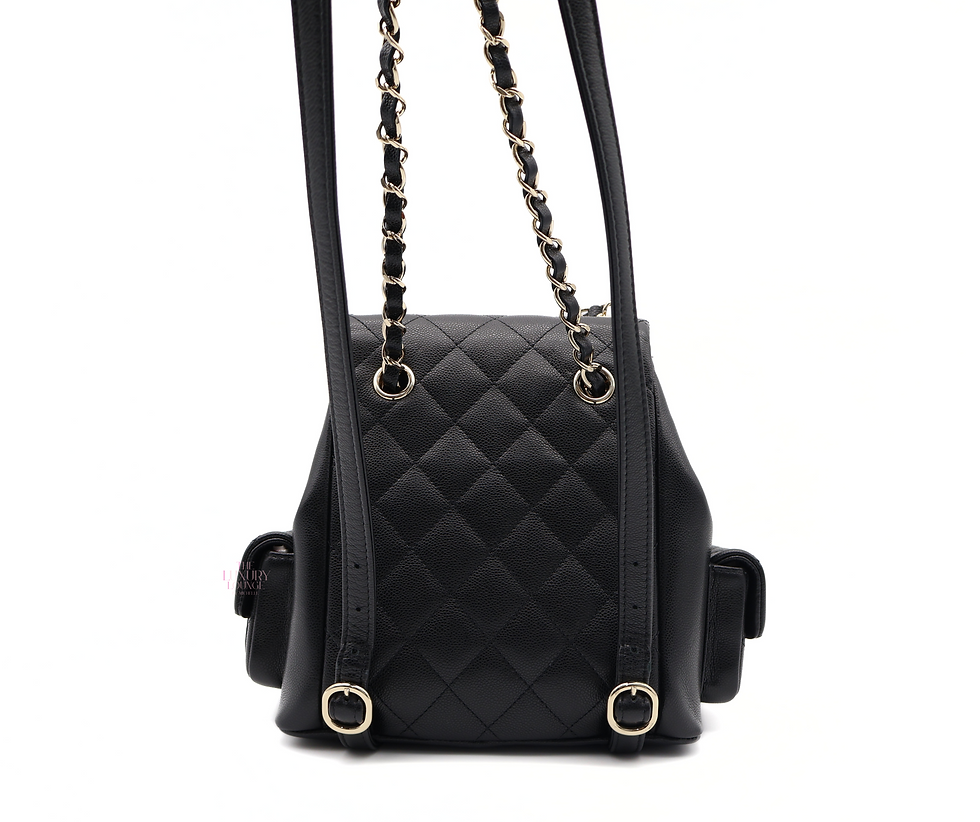 Thumbnail: Chanel Duma 23K SmallQuilted Caviar Backpack in Black CGHW