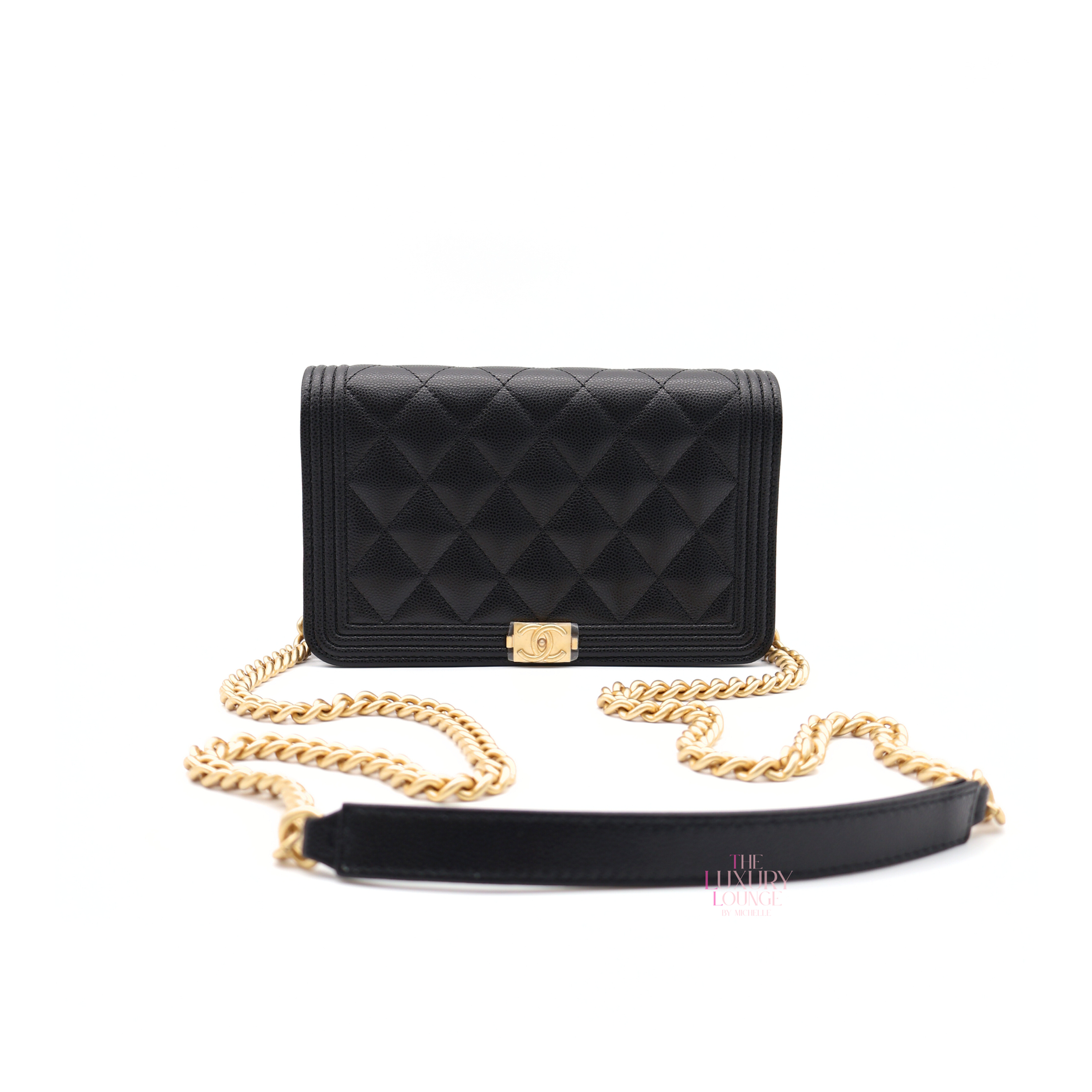 Chanel Boy Wallet On Chain Caviar in Black GHW