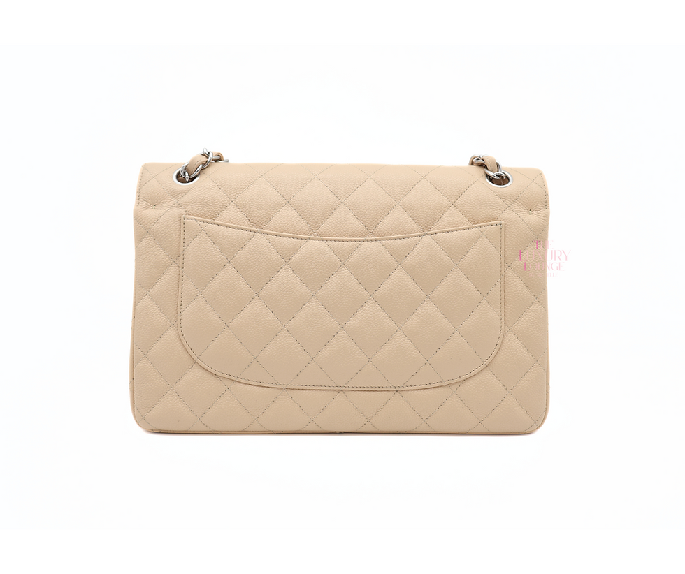 Thumbnail: Chanel Jumbo Quilted Caviar Classic Double Flap in Beige SHW