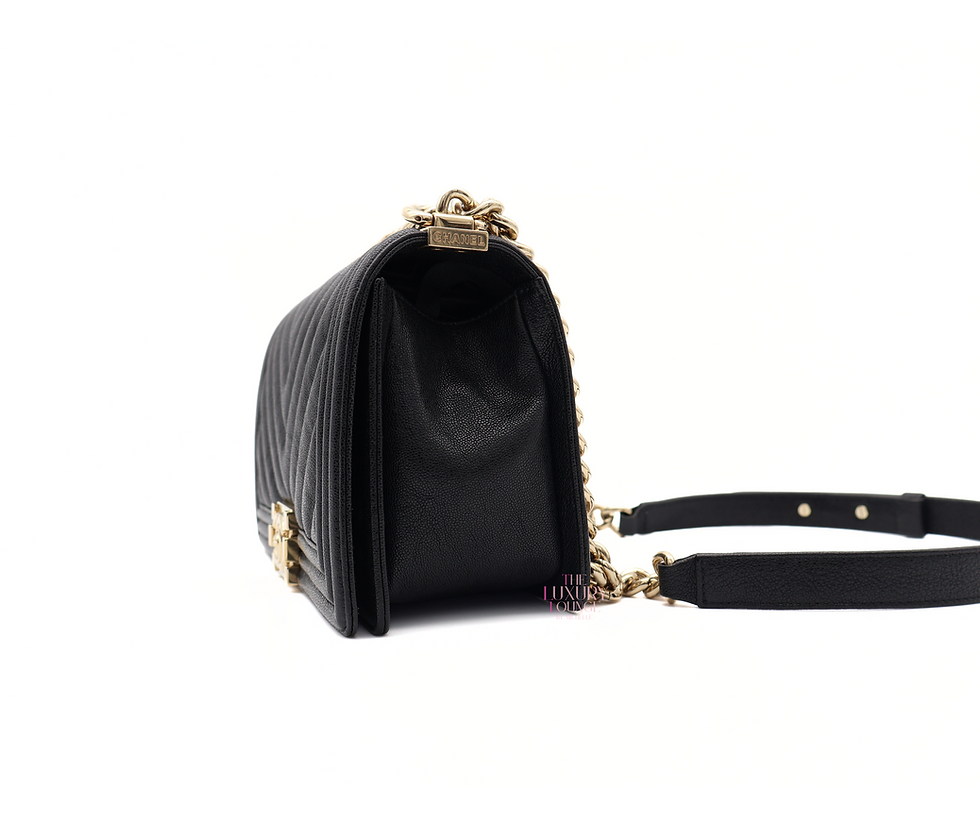 Thumbnail: Chanel Chevron Caviar Old Medium Le Boy in CGHW
