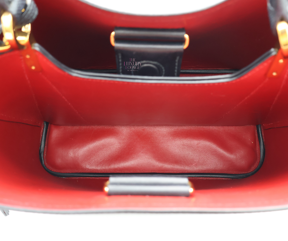 Thumbnail: Prada Saffiano Cuir Panier in Nero/Fuoco GHW