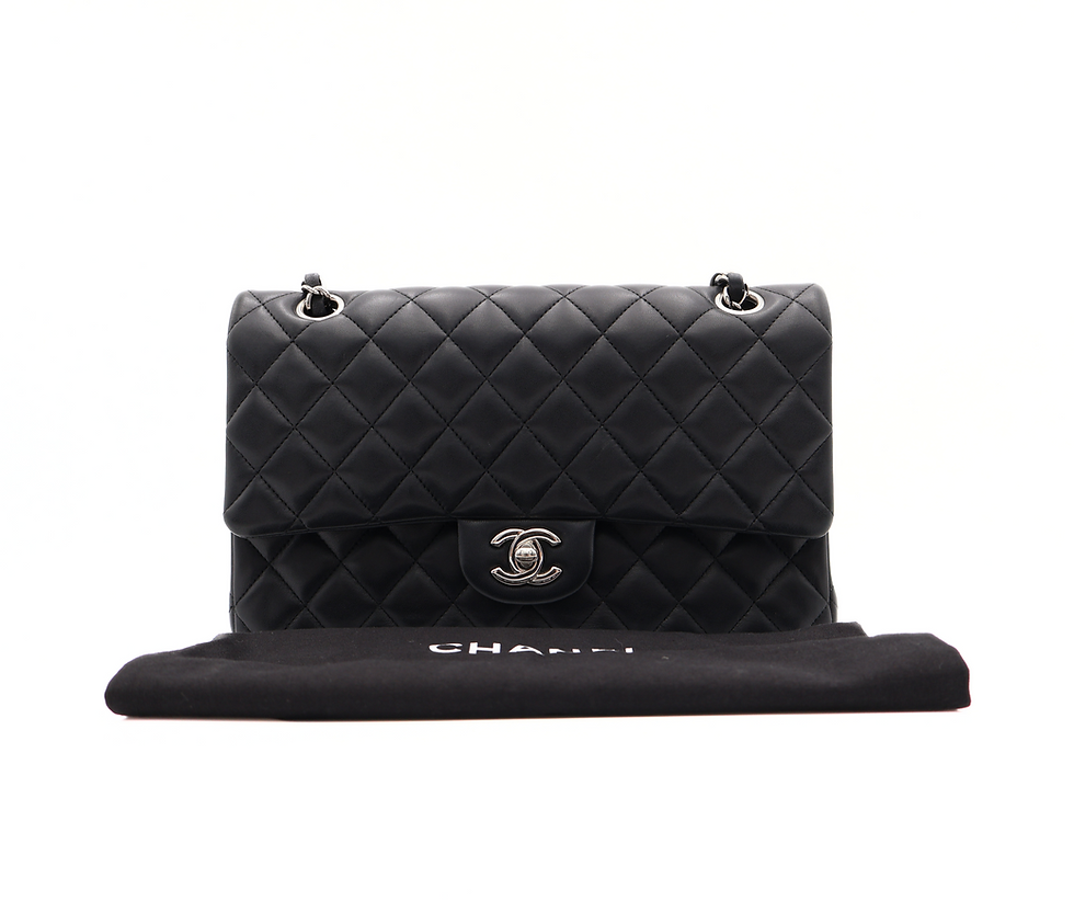 Thumbnail: Chanel Classic Double Flap Lambskin Small in Black SHW