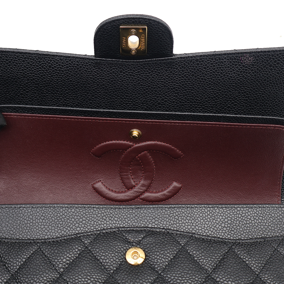 Thumbnail: Chanel Classic Quilted Caviar Double Flap Medium in Black GHW