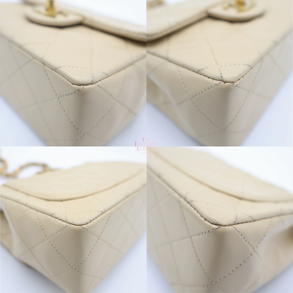 Thumbnail: Chanel Vintage Mini Square Matellase Quilted Lambskin/Calfskin in Beige GHW