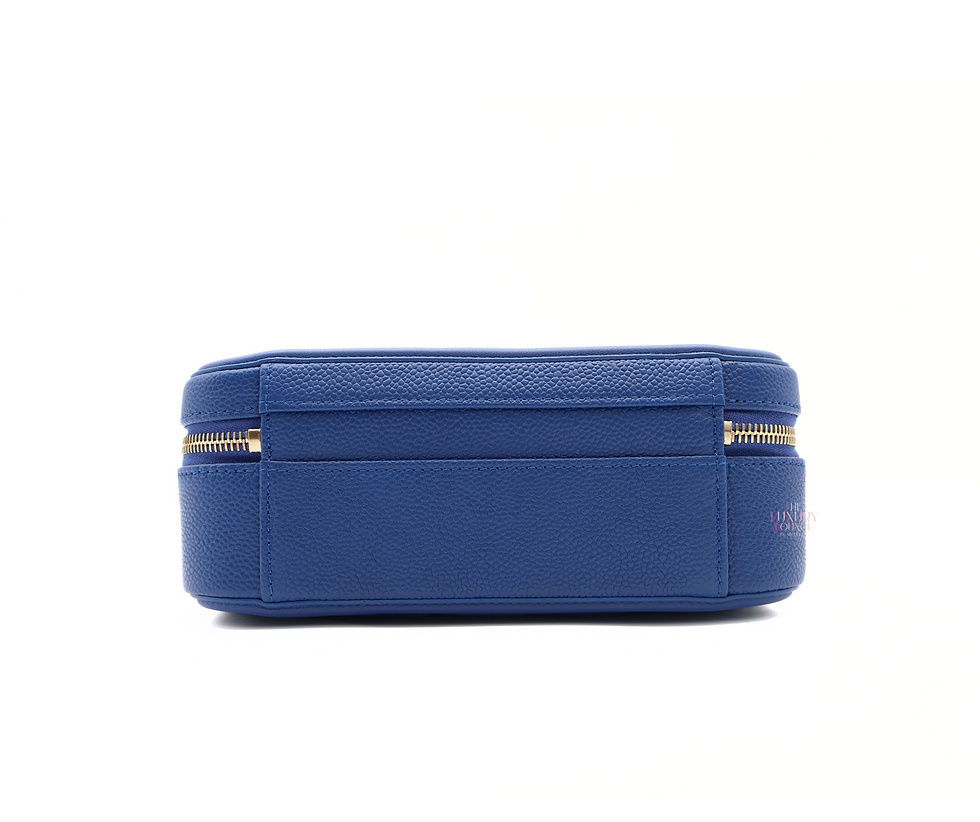 Thumbnail: Chanel Quilted Caviar Leather Medium Filigree Vanity Shoulder Bag in Blue