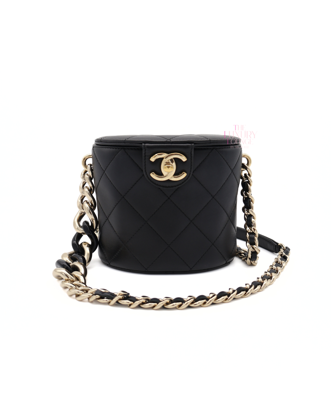 Chanel Lambskin Resin Elegant Chain Vanity Case in Black GHW