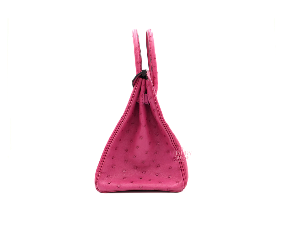 Thumbnail: Hermes Birkin 30 Ostrich Skin in Rose Pourpre Palladium Hardware