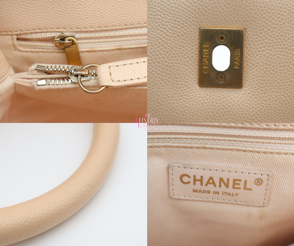 Thumbnail: Chanel Quilted Caviar Coco Top Handle Medium in Bege GHW