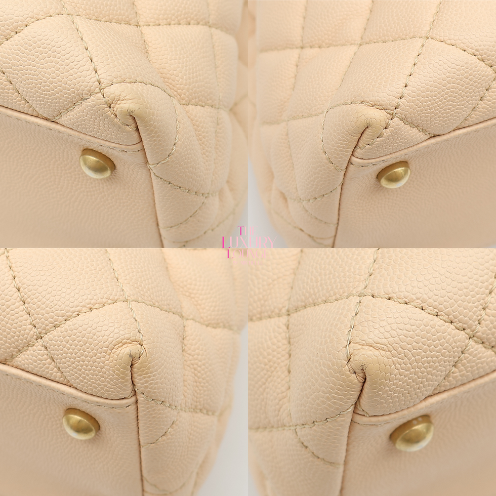 Thumbnail: Chanel Quilted Caviar Coco Top Handle Medium in Beige GHW