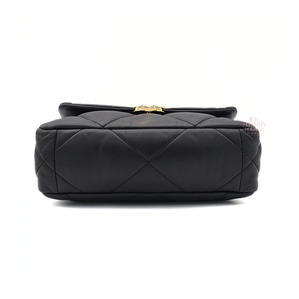 Thumbnail: Chanel C19 Quilted Shiny Lambskin Small in Black AGHW RSHW GMHW