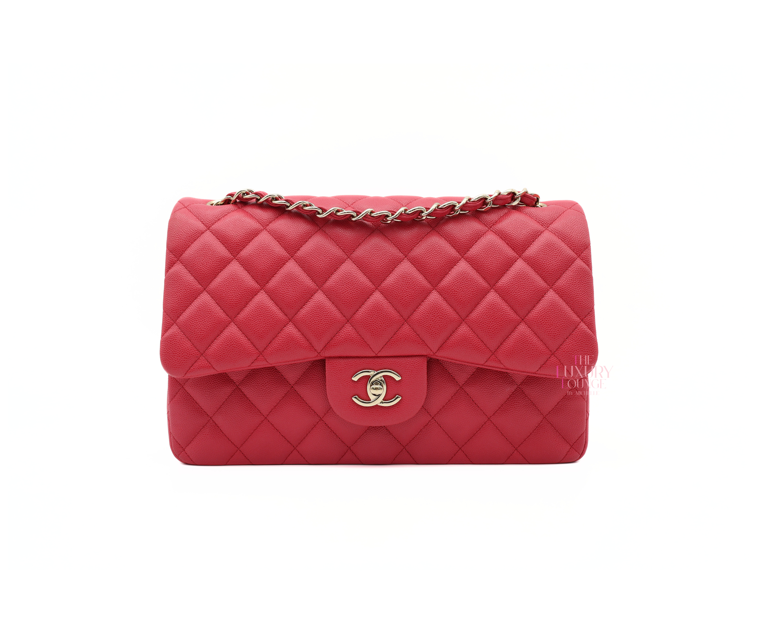 Chanel Double Flap Jumbo Caviar in Pink CGHW
