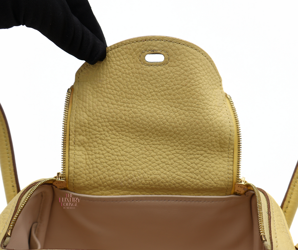 Thumbnail: Hermes Mini Lindy Taurillion Clemence 1Z Jaune Possin/ Nata Gold Hardware