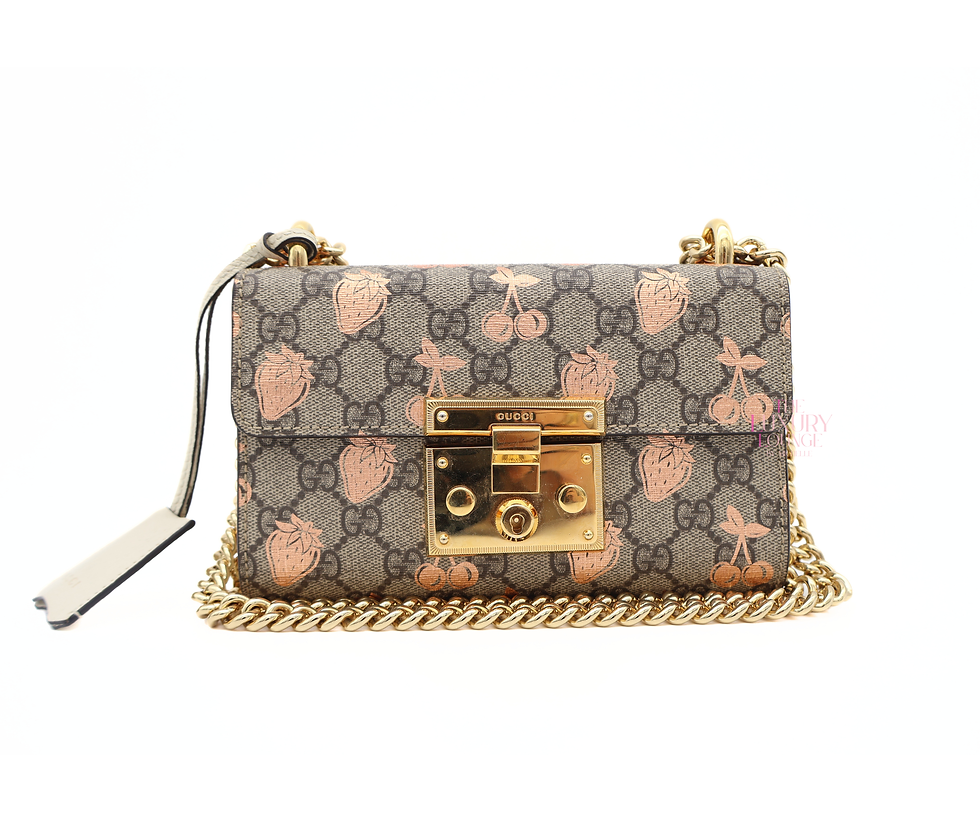 Thumbnail: Gucci GG Supreme Berry Padlock Crossbody Small in Brown GHW