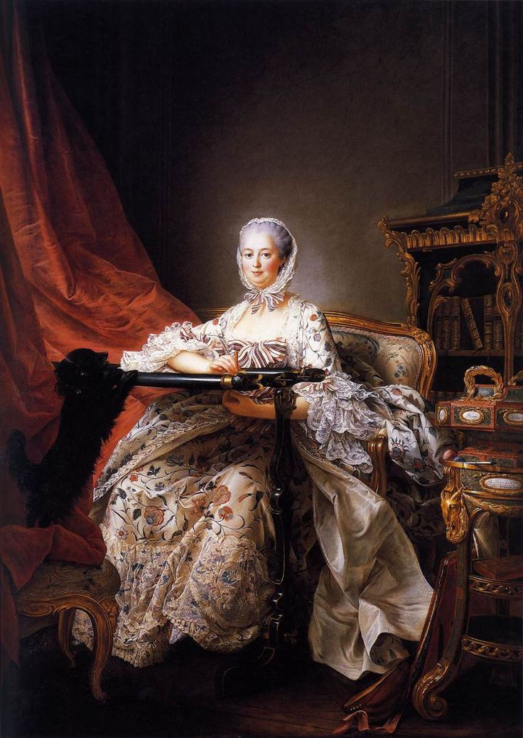 a french women wearing cotton hand painted chintz gown