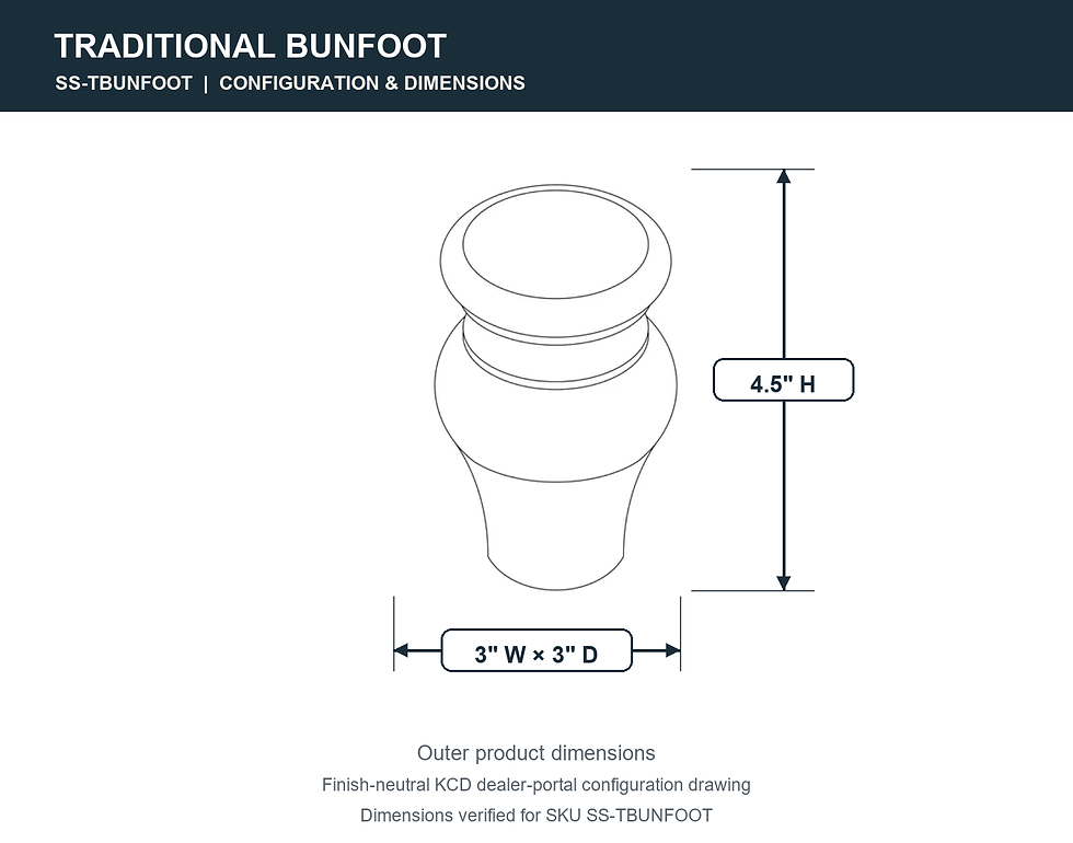 SS-TBUNFOOT bunfoot dimensional diagram