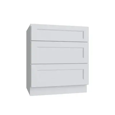 Full-color product photo — 3-Drawer Base Cabinet - 21W x 34.5H x 24D (DB21-3) — Brooklyn White finish.