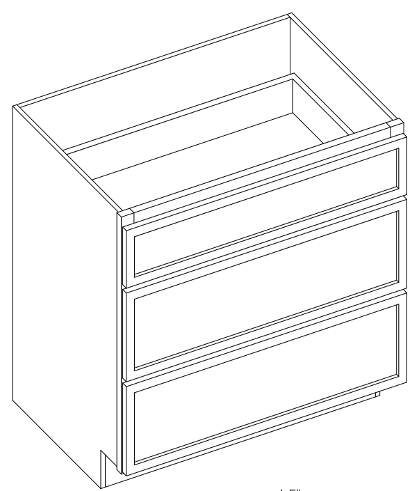 Catalog illustration — OW-DB24-3; original cabinet-family diagram. Dimensions and finish are specified in the product details; finish reference shown separately.