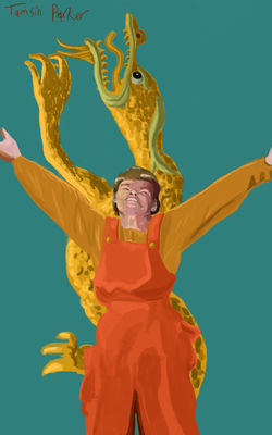 Joachim Kaps with a dragon