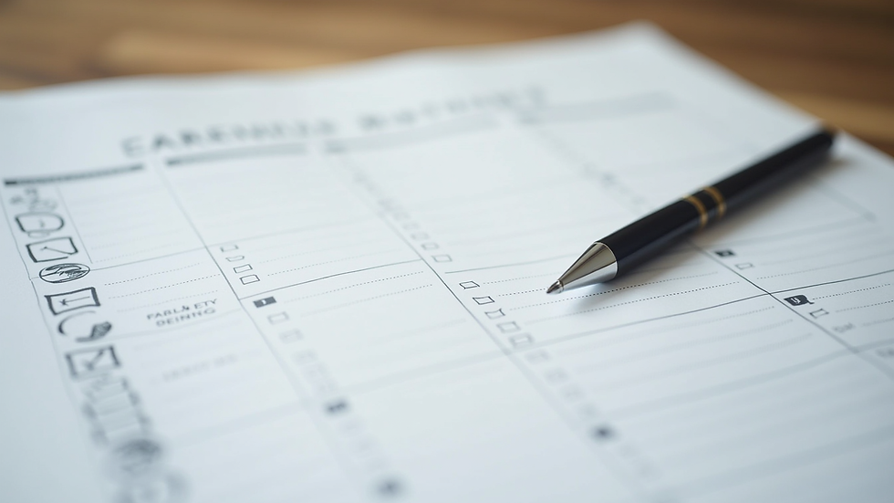 Close-up view of a calendar and checklist for academic planning