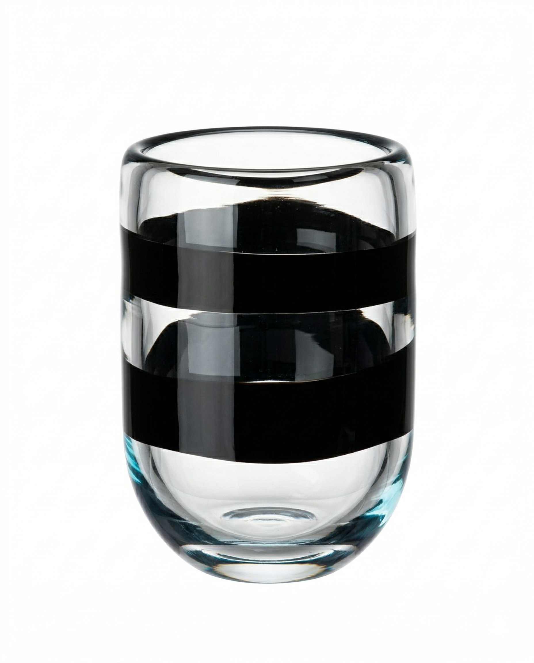 Vaso De Murano Breton Listra Preta Diâmetro 15,5cm X Altura 22,5cm