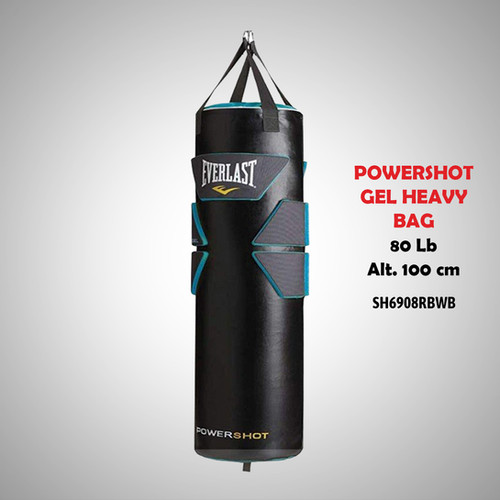 EVERLAST SACO POWER SHOT GEL HEAVY BAG 80 LB NEGRO/TURQUEZA SH6908RBWB