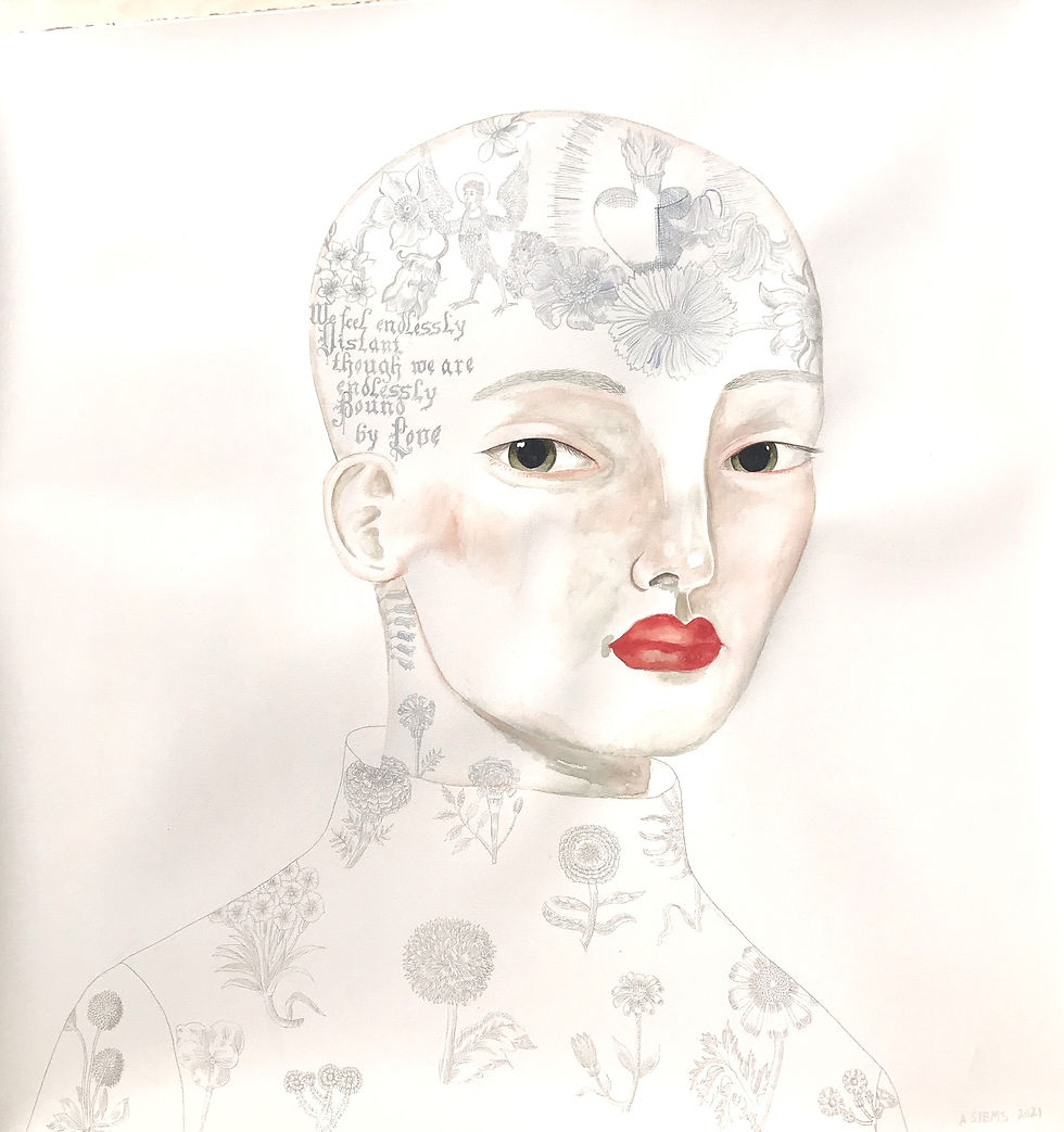 Bound by Love 44x44” 2021 watercolor
