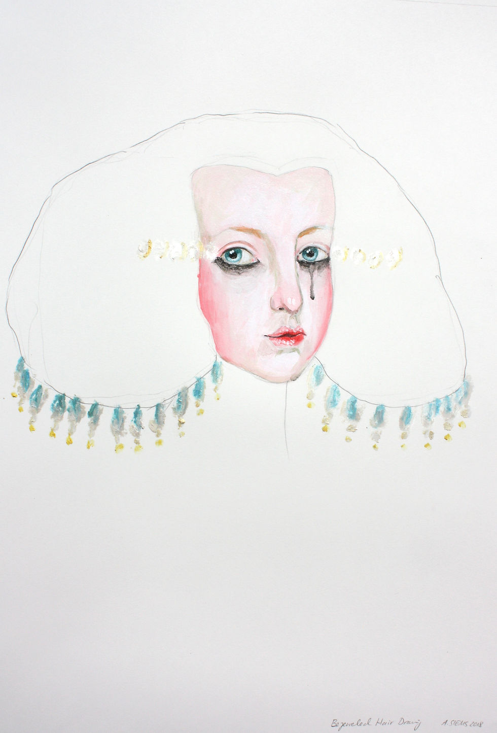 bejeweled Hair drawing 22x18 (2018)