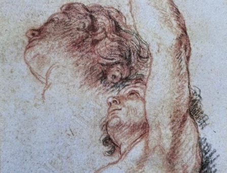 Cat. 2015 D. 27 - Étude de la tête, du torse et du bras gauche d’une figure masculine