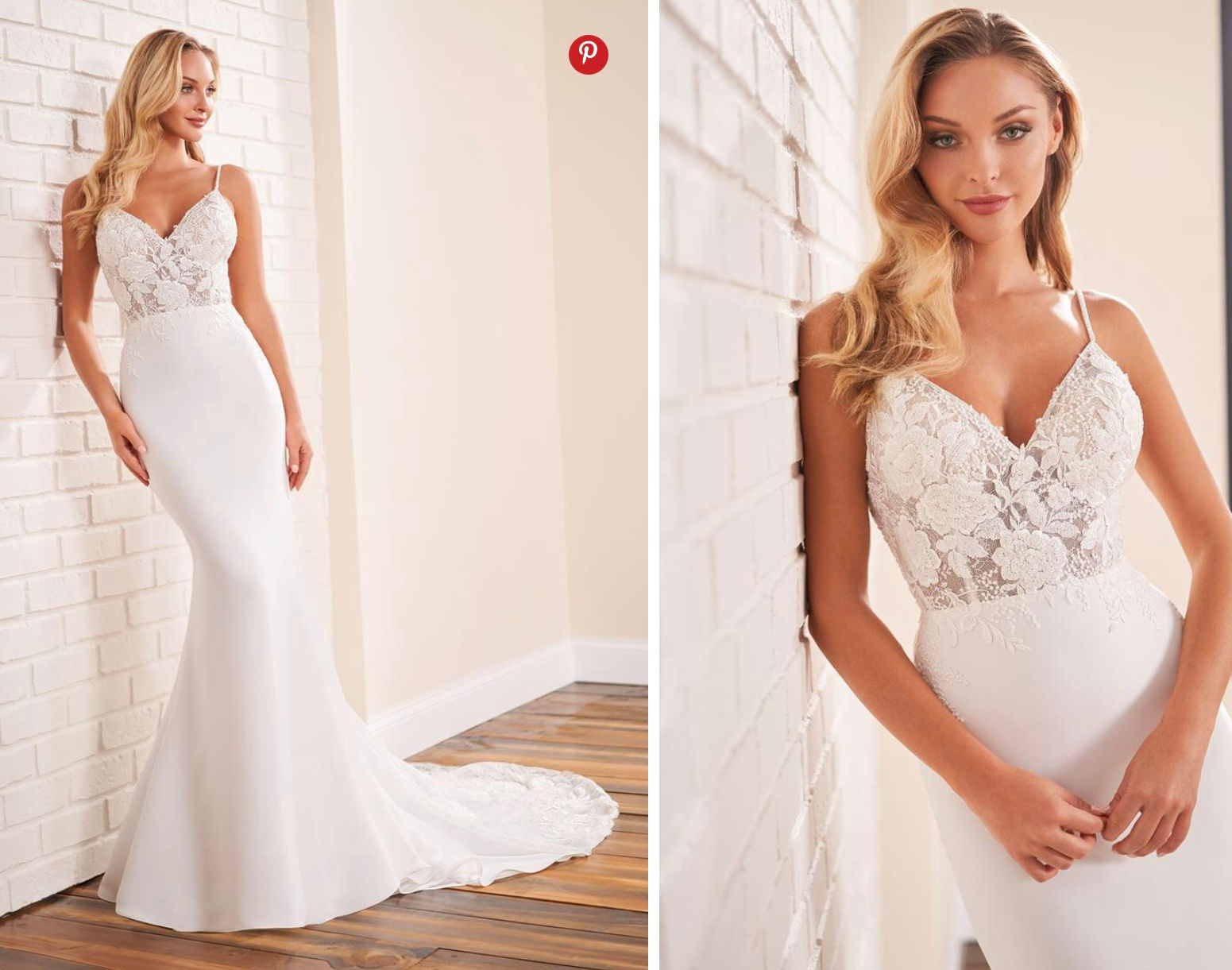 Lace and crêpe order now for the most romantic wedding