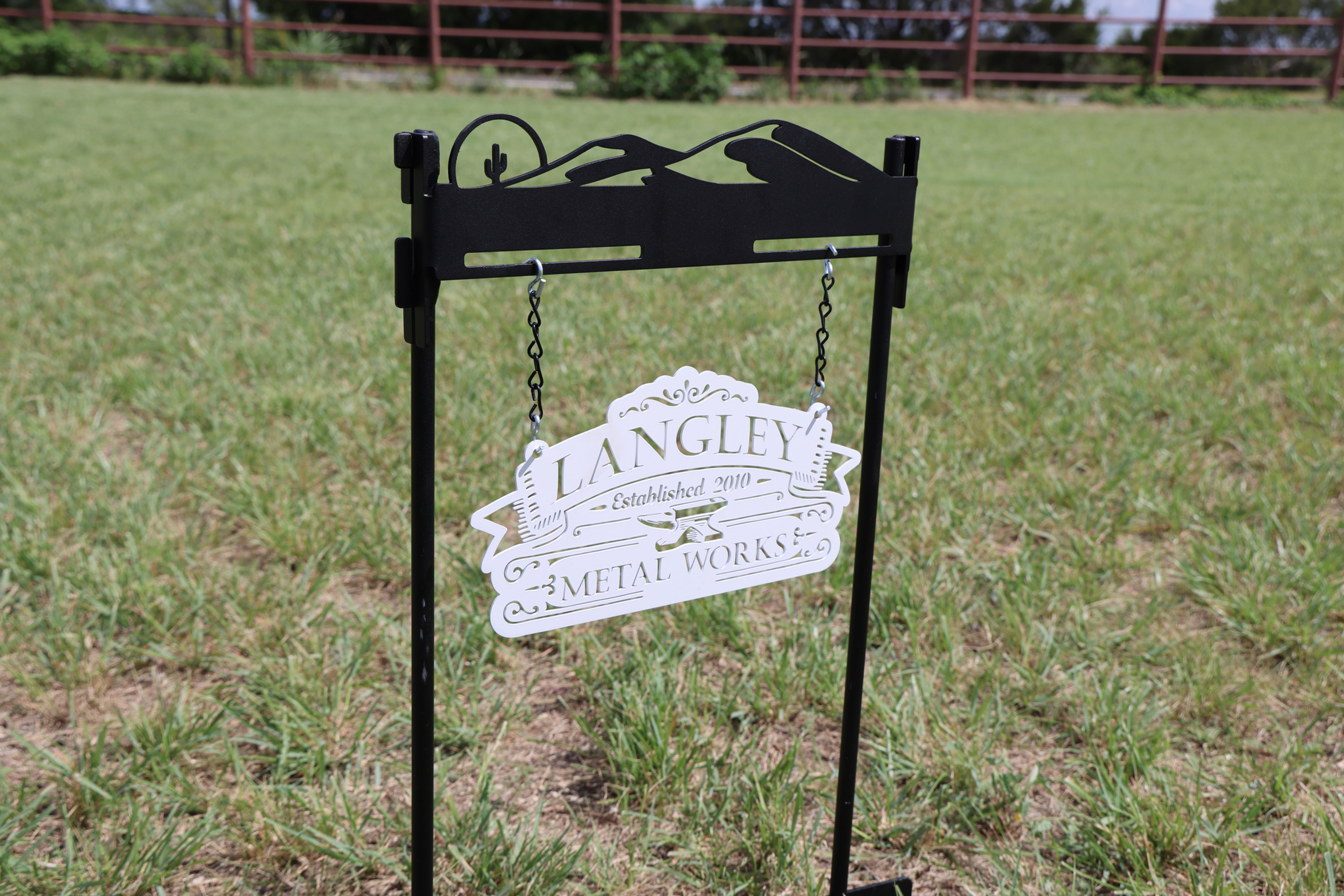 Sturdy Metal Sign Holder - Desert Landscape, Powder Coated