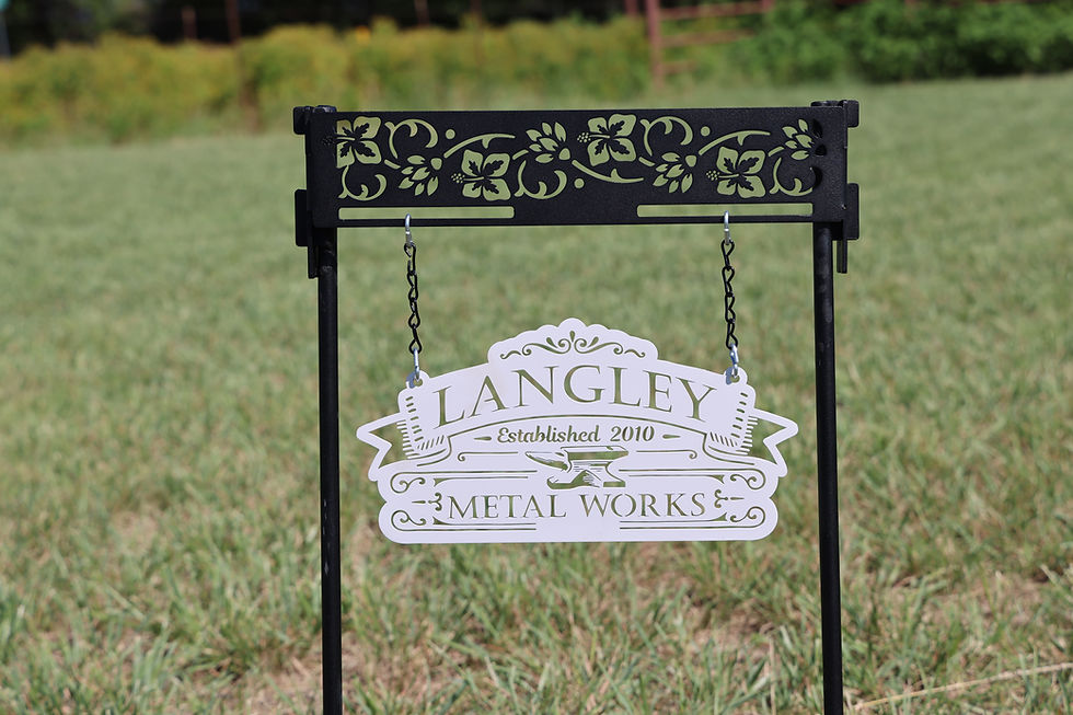 Thumbnail: Handcrafted Metal Sign Holder with Floral Hibiscus Design