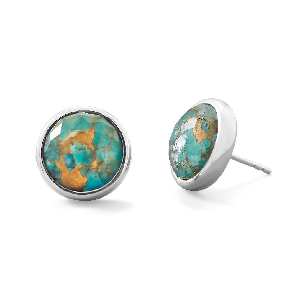 Freeform Faceted Quartz over Turquoise Earrings