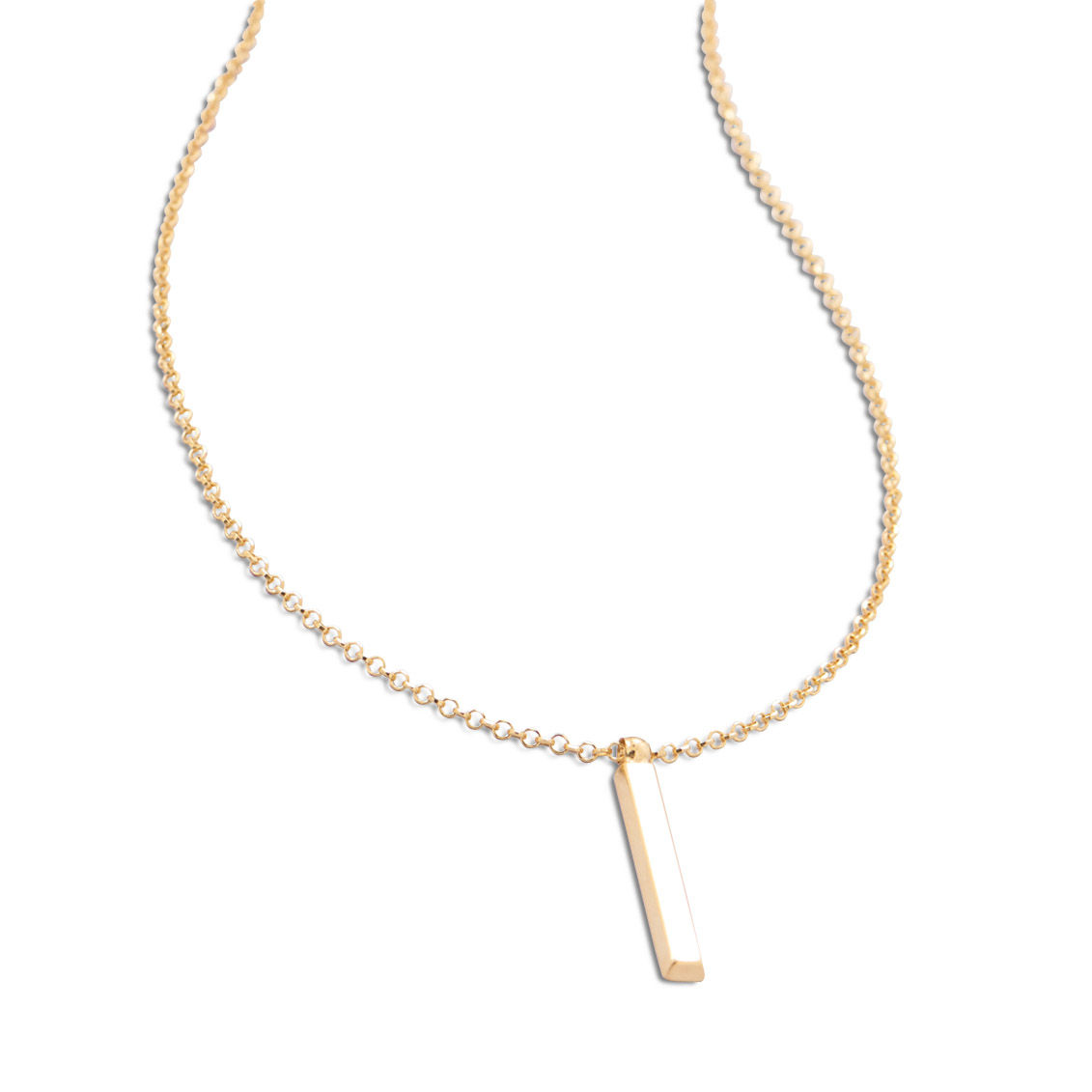 18" 14 Karat Gold Plated Drop Bar Necklace