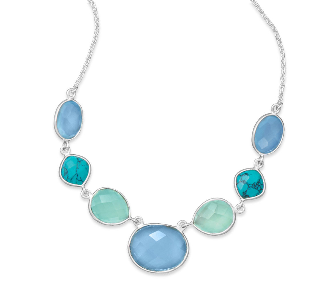 Synthetic Turquoise and Chalcedony Necklace