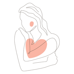 Ilustración de una silueta femenina abrazándose a sí misma. Representa el autocuidado en salud.