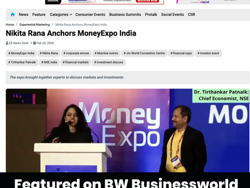 Nikita Rana as a corporate emcee in mumbai at MoneyExpo India.