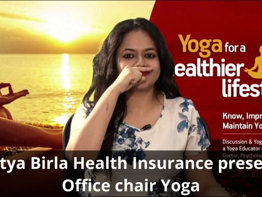 Corporate emcee Nikita Rana hosts Office Chair Yoga at Aditya Birla Health Insurance Mumbai HQ.
