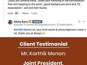 Corporate emcee in mumbai reflected through client testimonial