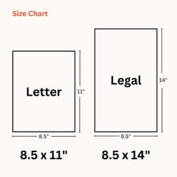 8.5 x 14 Legal Paper Printing NYC Size Chart