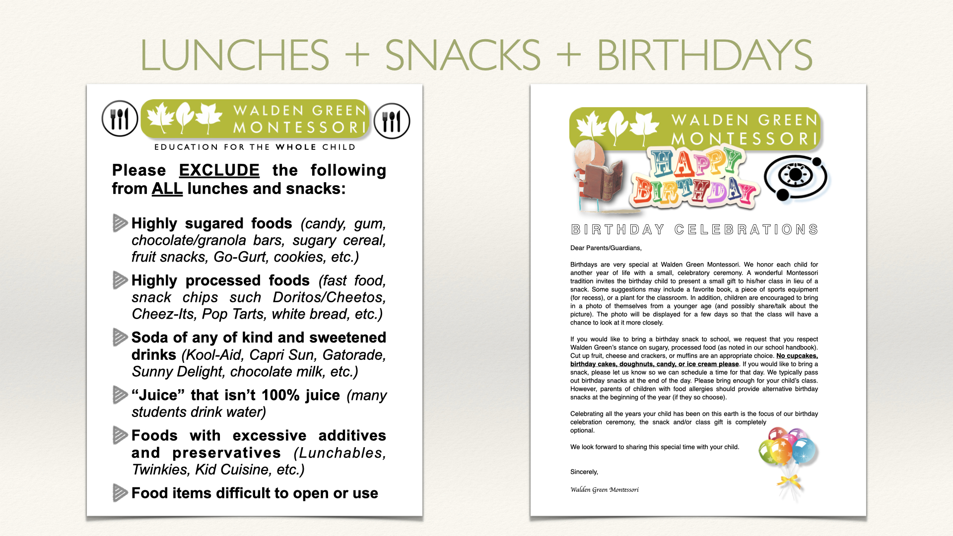 Slide 11 of 14: Lunches, Snacks, and Birthdays