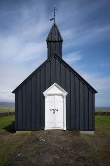 Black church of Budir on Snaefellsnes Peninsula in Iceland