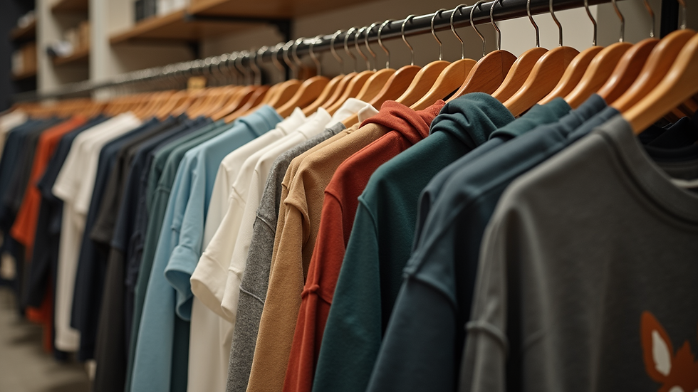 Eye-level view of a clothing rack displaying various Bambi-themed hoodies and t-shirts
