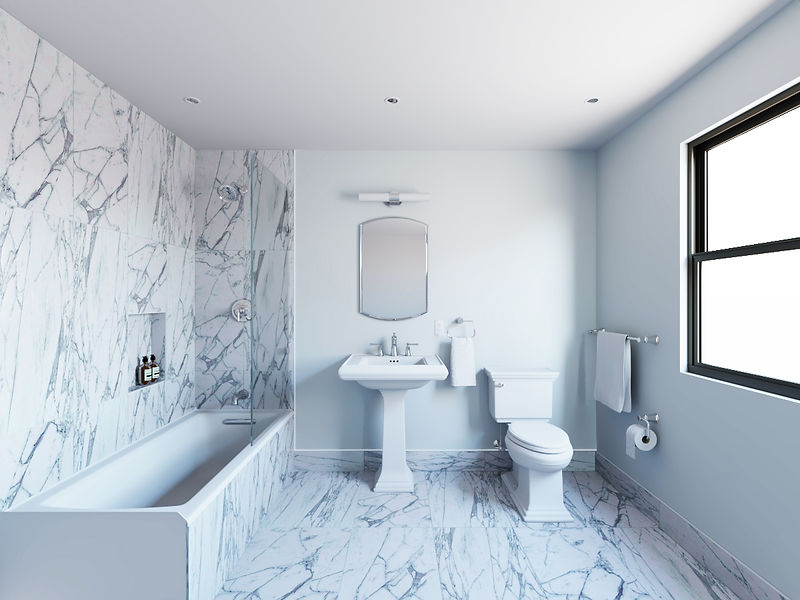 Full bathroom with a bathtub ensemble of the Classic Bathroom Design Kit.