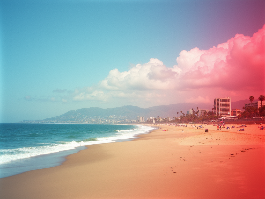 An abstract sunrise over the Carlsbad coastline showing hues of red and blue.