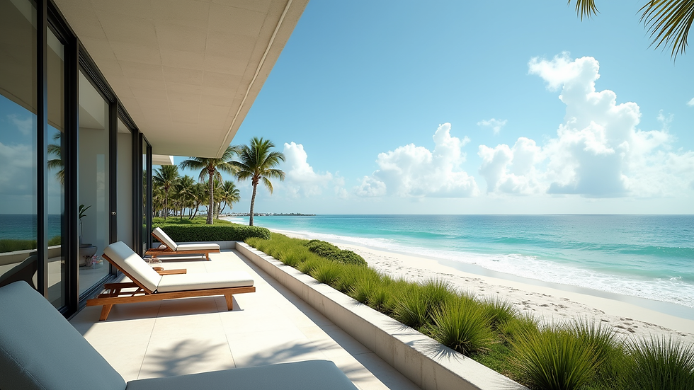 Eye-level view of a modern beachfront condo in Florida
