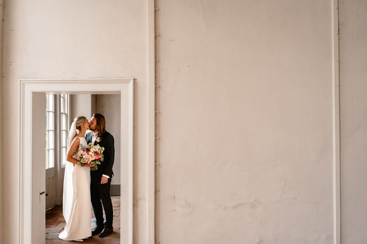 negative space wedding photo at blickling hall