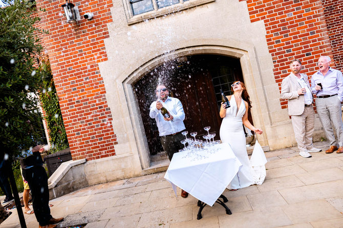 Wedding champagne spray at The Royal Norwich