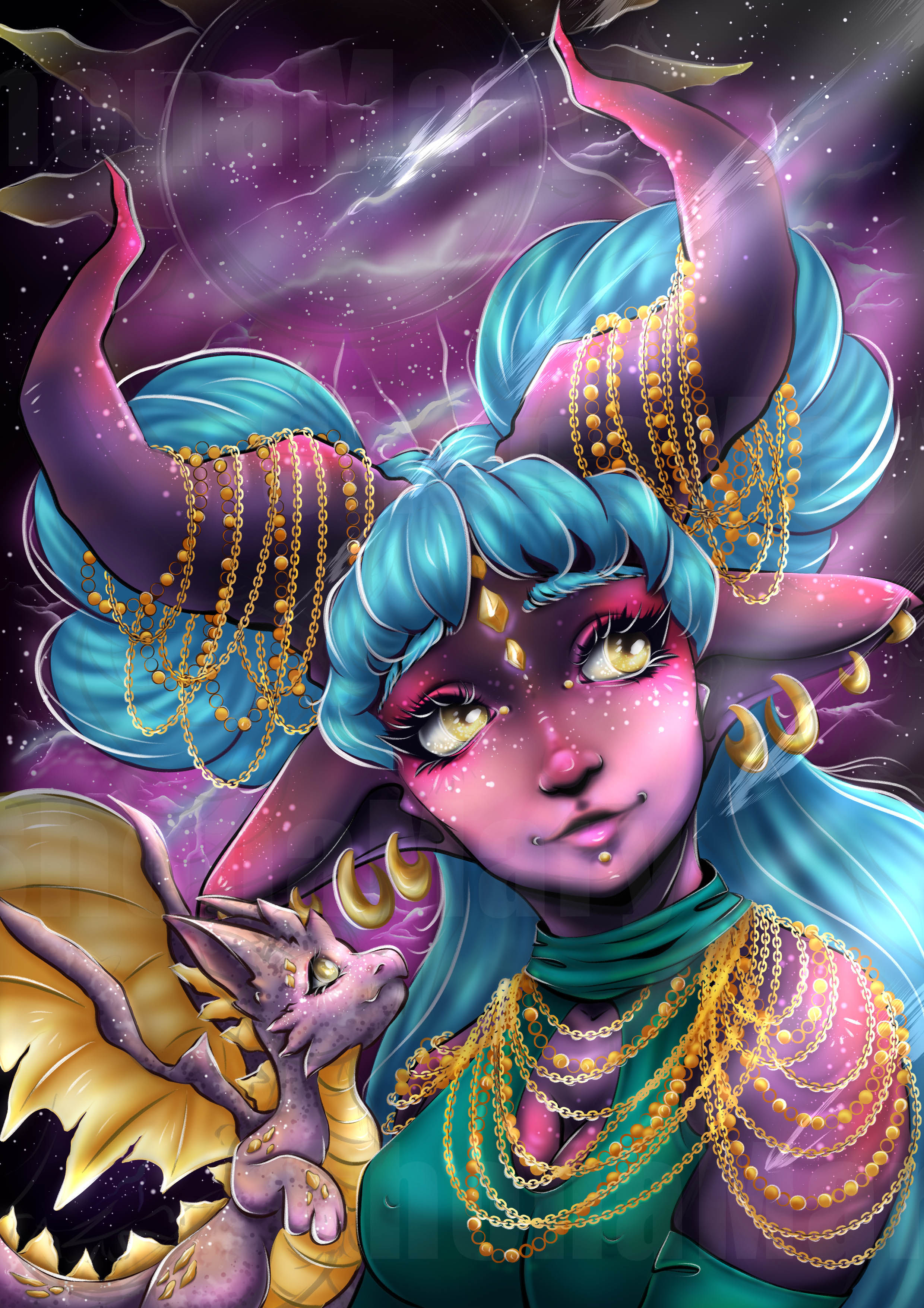 "Dragon Girl" A5 Foiled Print