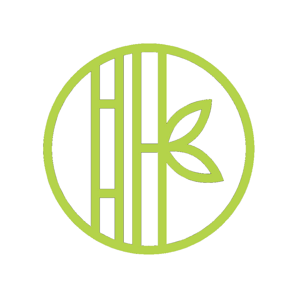 Green bamboo logo with stalks and leaves