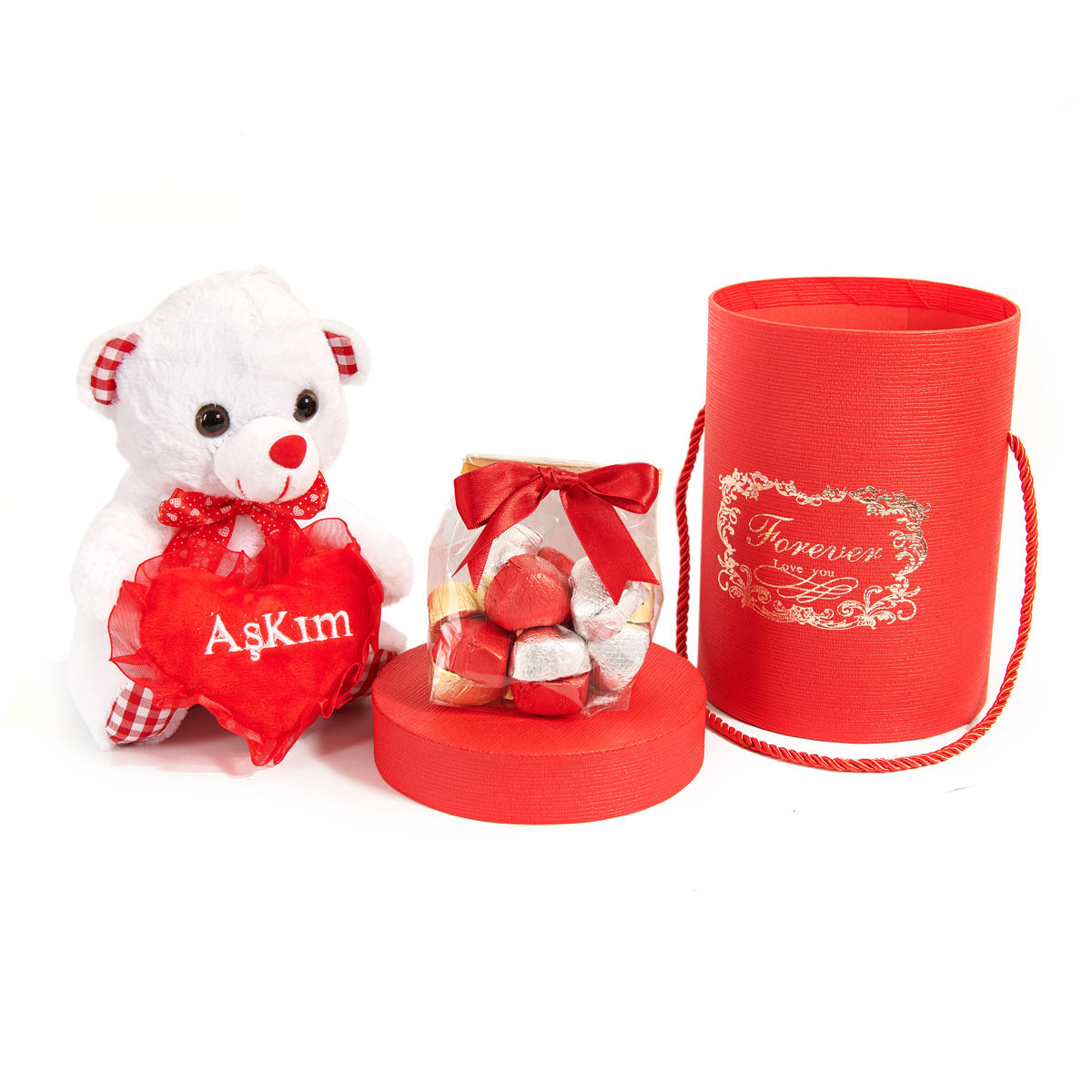 Kalp Çikolata - Sonsuza kadar sevgi - (Forever Love You Kutu & Peluş Ayıcık)